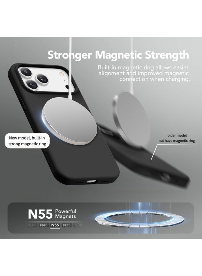 غطاء سيليكون سائل مخصص لهاتف iPhone 17 Pro Max، متوافق مع خاصية MagSafe، مقاوم للصدمات، لا يظهر البصمات ولا يصفر مع الوقت، باللون الأسود منتصف الليل - Image 5